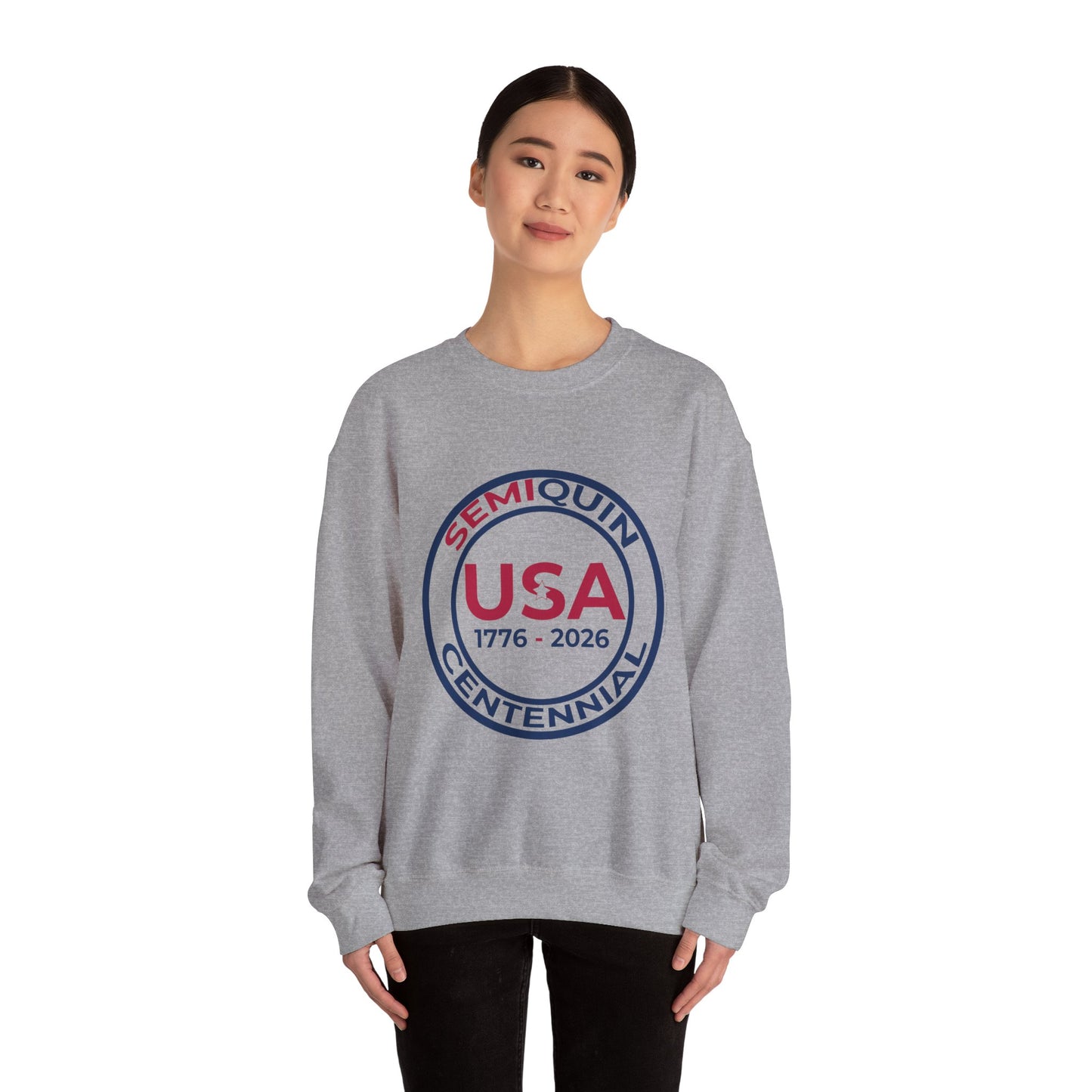 USA SemiQuin Crewneck Sweatshirt — 1776–2026 Patriotic Seal Design