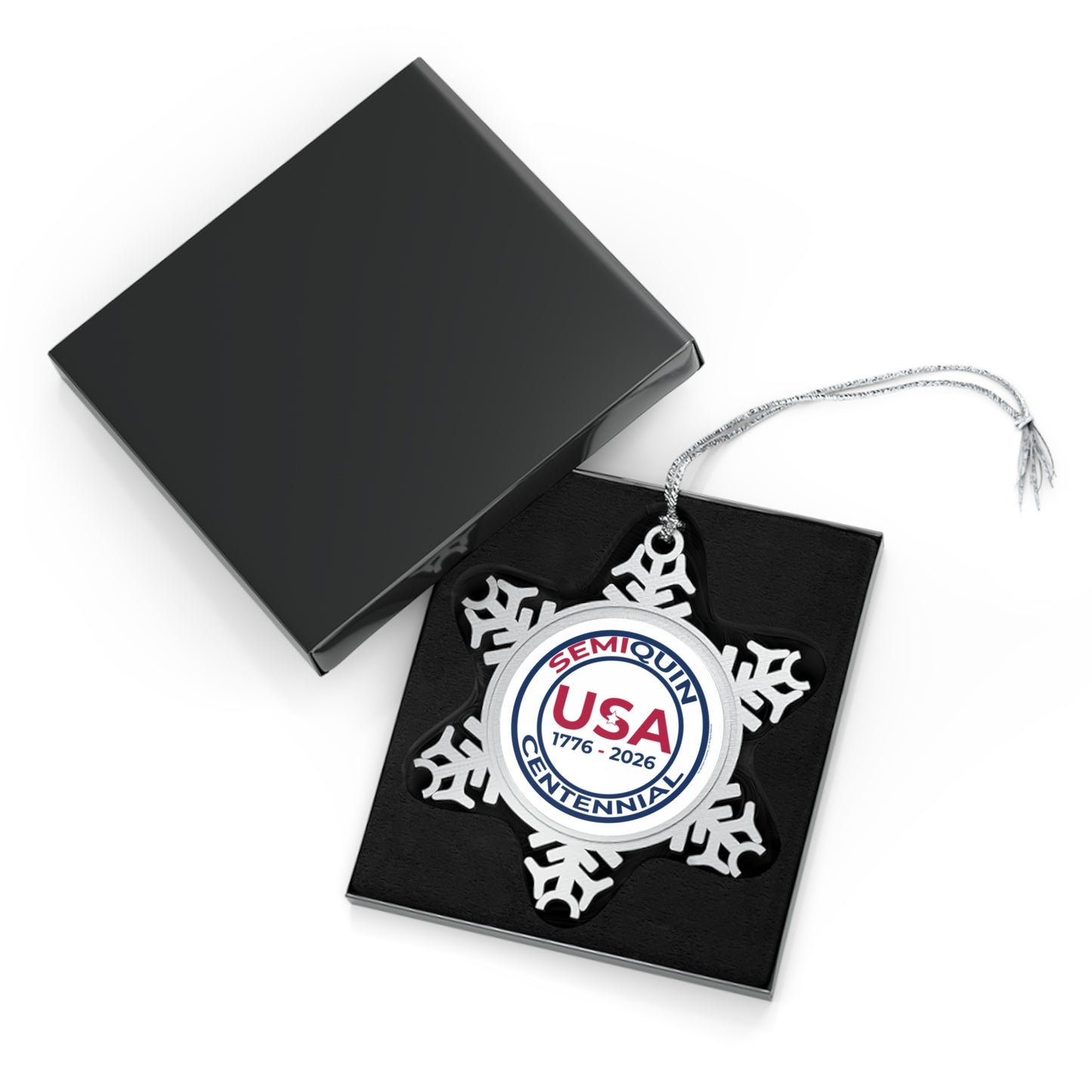 SemiQuin Pewter Snowflake Ornament - USA 1776-2026 Keepsake