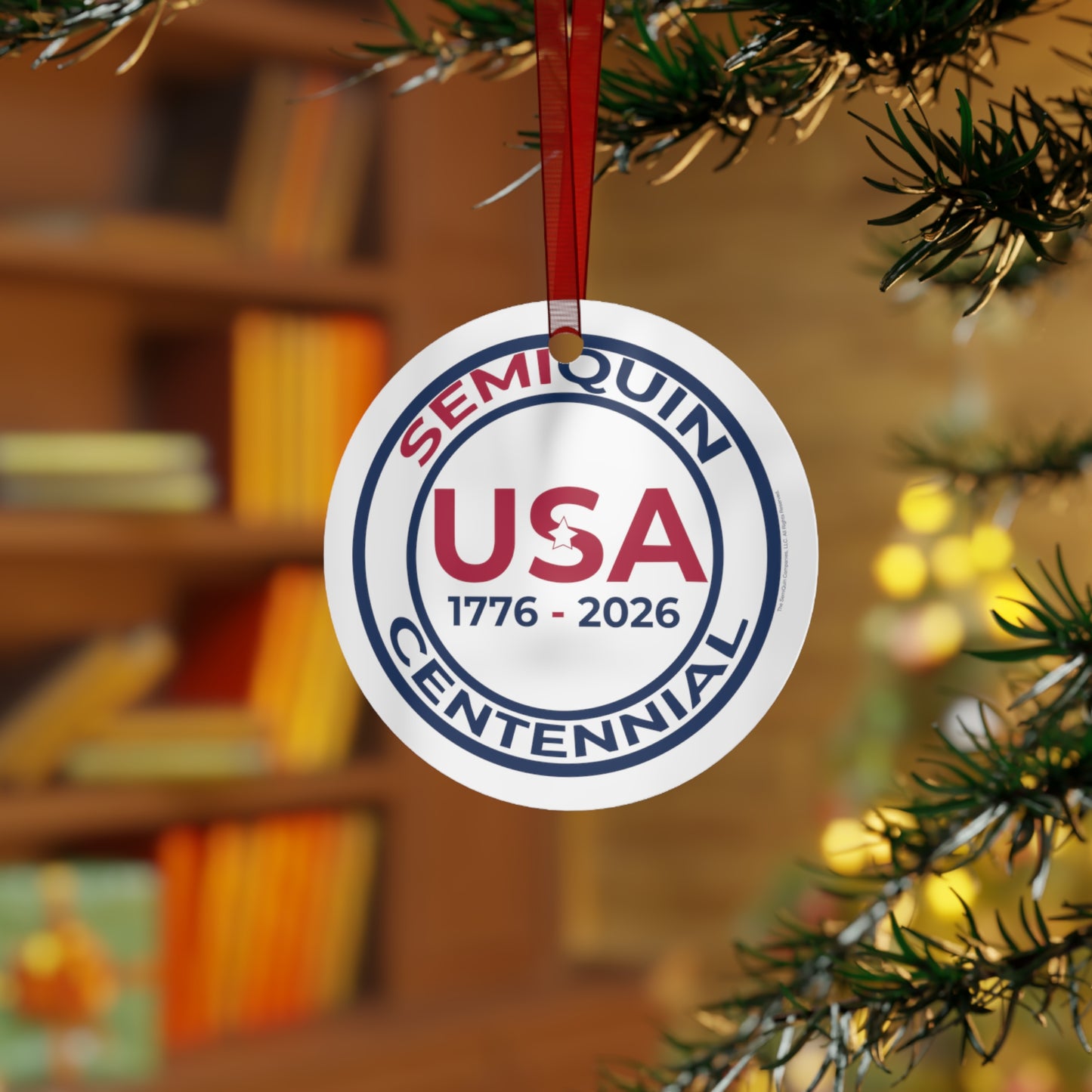 Patriotic USA SemiQuin Metal Ornament