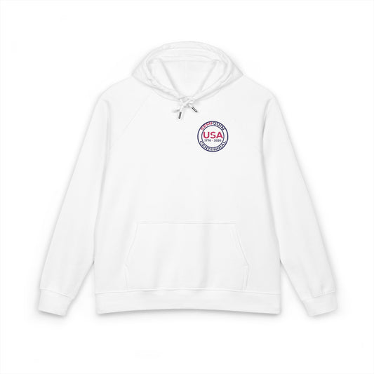 USA SemiQuin Embroidered Raglan Hoodie — Patriotic Chest Patch