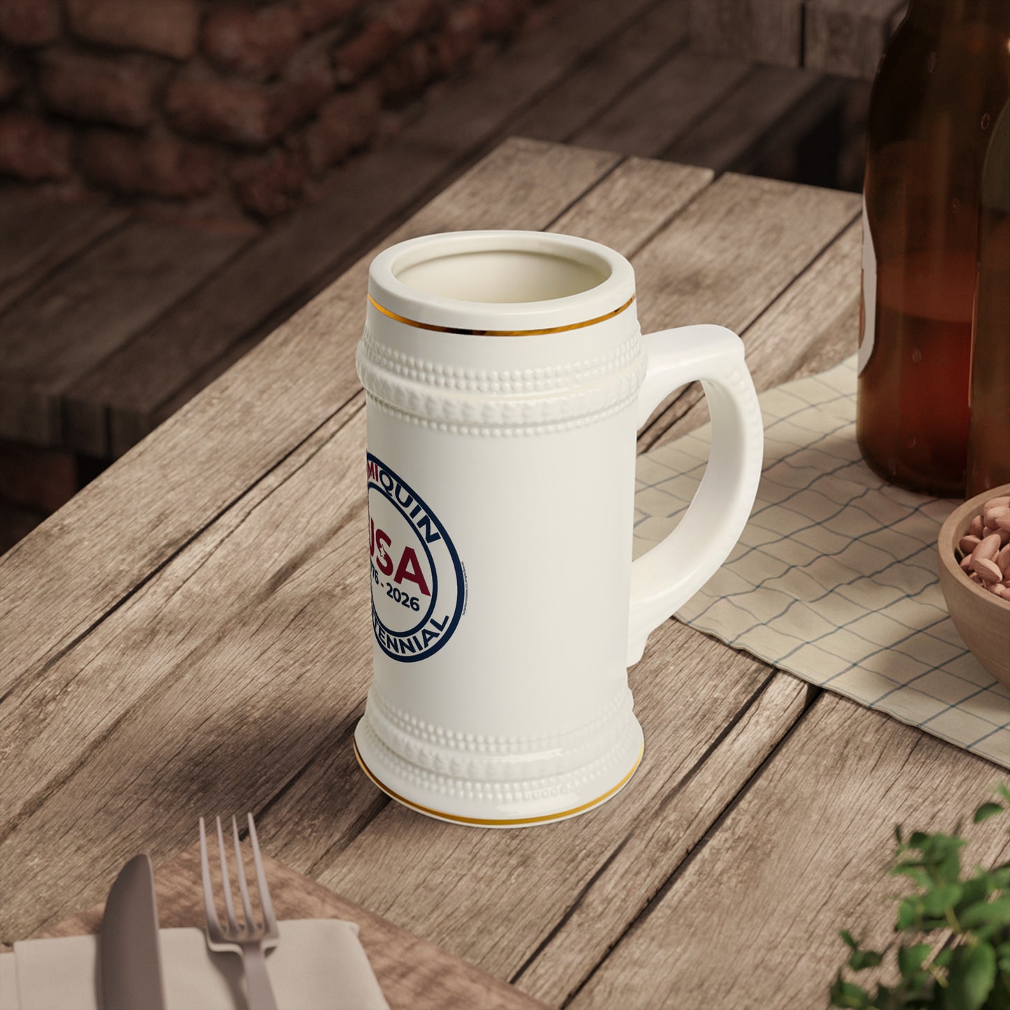 SemiQuin Centennial Beer Stein – Back to School Gear | School Year Party Mug | Americana Pride, Celebrations & Custom Drinkware”