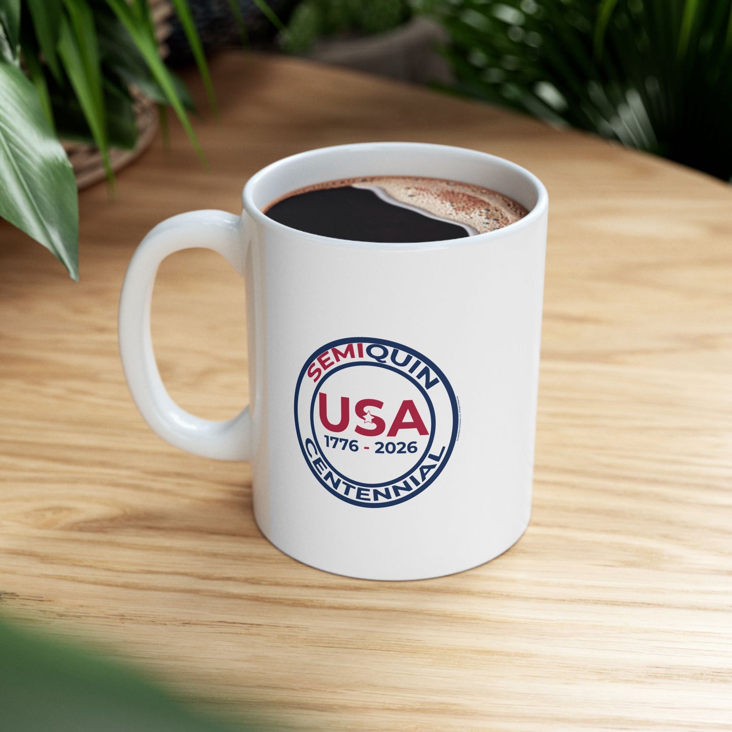 Semiquin Centennial Ceramic Mug | Patriotic Coffee Cup & Tea Mug | 250-Year Celebration Drinkware Gift