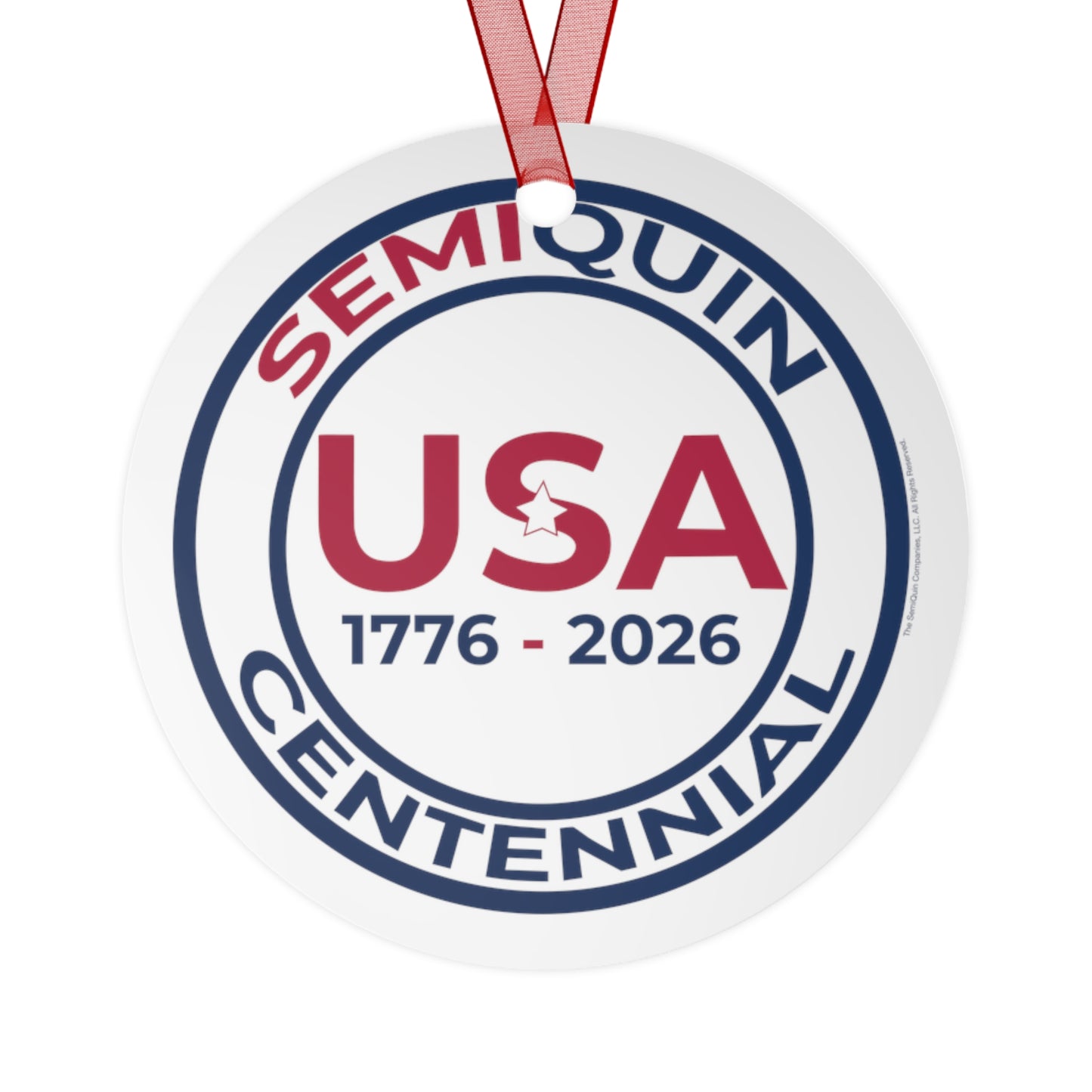 Patriotic USA SemiQuin  Metal Ornament