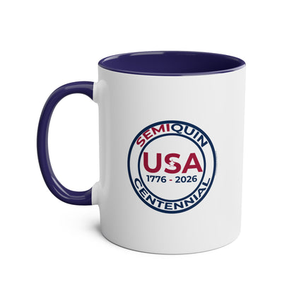 Semiquin 250 Years Two-Tone Coffee Mug, 11oz – Perfect for Celebrations, Patriotic Gift, Americana Collectible, Everyday Use