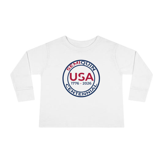 Toddler Long Sleeve Tee - USA SemiQuin Design, Perfect for Celebrations, Holidays, Baby Gifts, Play Dates, Everyday Wear
