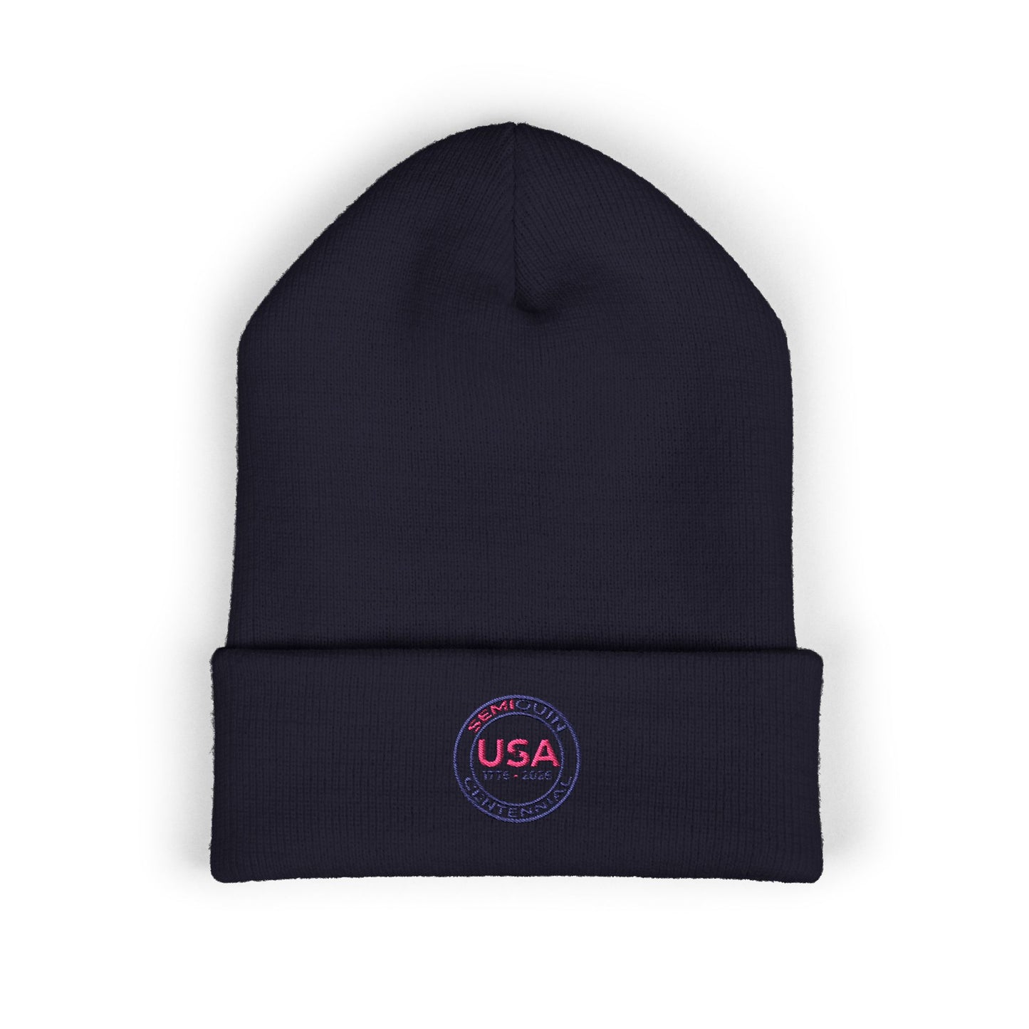 SemiQuin Classic Cuffed Beanie | USA Centennial Embroidered Winter Hat, Patriotic Gift