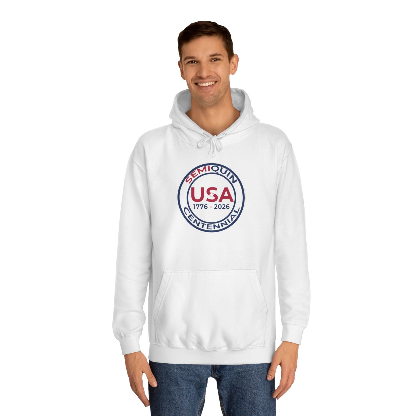 USA SemiQuin College Hoodie — Retro Patriotic Campus Pullover