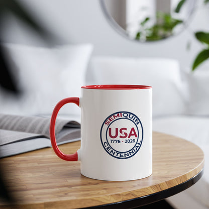 Semiquin 250 Years Two-Tone Coffee Mug, 11oz – Perfect for Celebrations, Patriotic Gift, Americana Collectible, Everyday Use