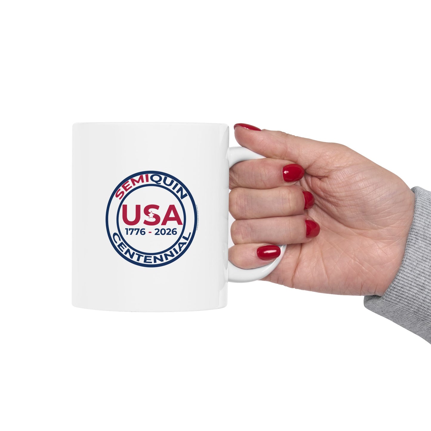 Semiquin Centennial Ceramic Mug | Patriotic Coffee Cup & Tea Mug | 250-Year Celebration Drinkware Gift