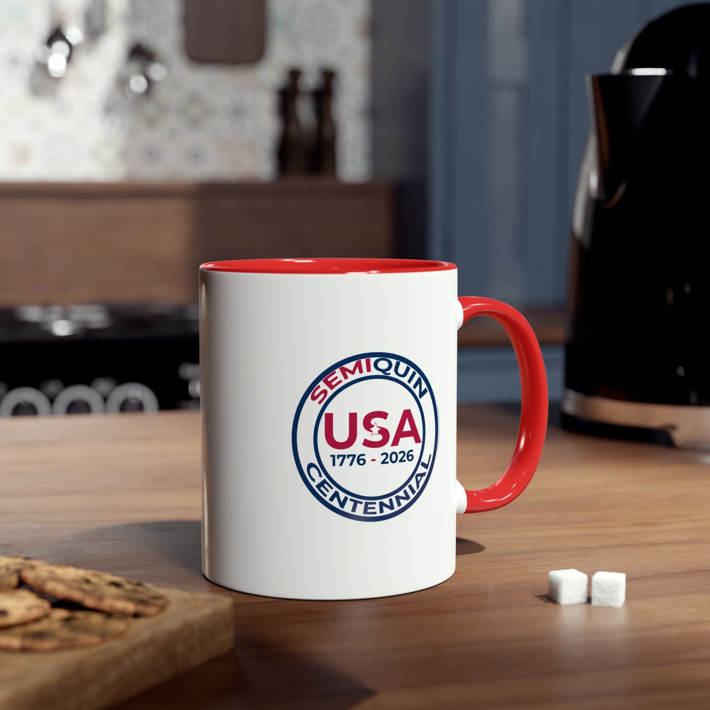 Semiquin 250 Years Two-Tone Coffee Mug, 11oz – Perfect for Celebrations, Patriotic Gift, Americana Collectible, Everyday Use