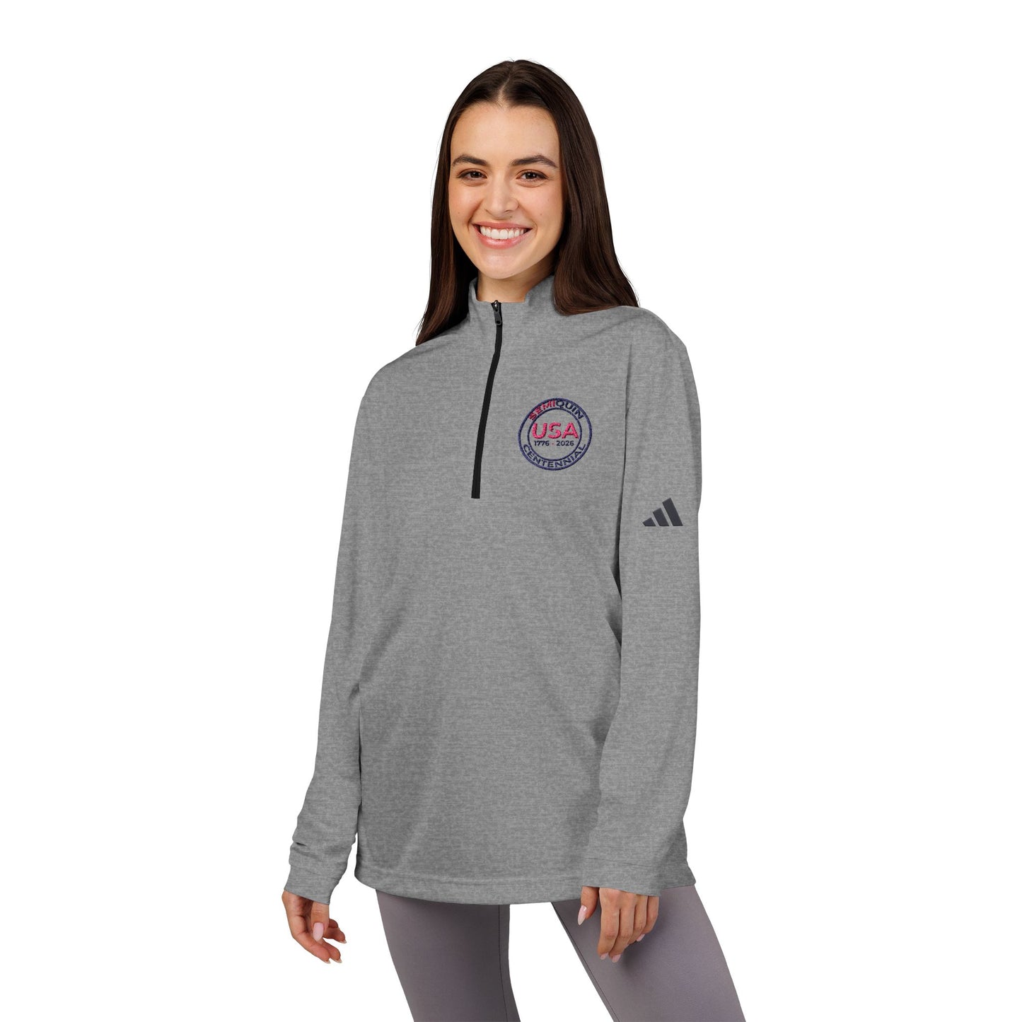 USA SemiQuin  Embroidered Quarter-Zip Pullover