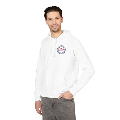 USA SemiQuin  Embroidered Raglan Hoodie — Patriotic Chest Patch