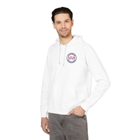 USA SemiQuin  Embroidered Raglan Hoodie — Patriotic Chest Patch