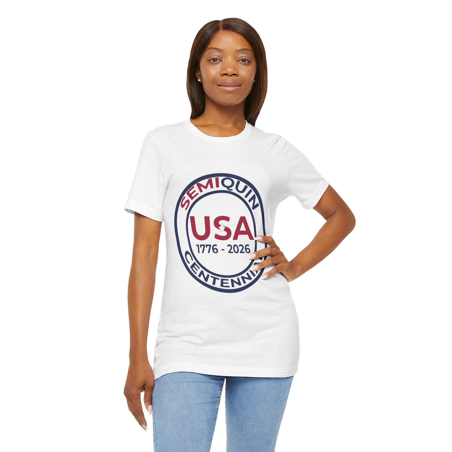 USA SemiQuin Unisex Jersey Tee - The Bella Canvas 3001 Soft, Breathable Short Sleeve T-Shirt