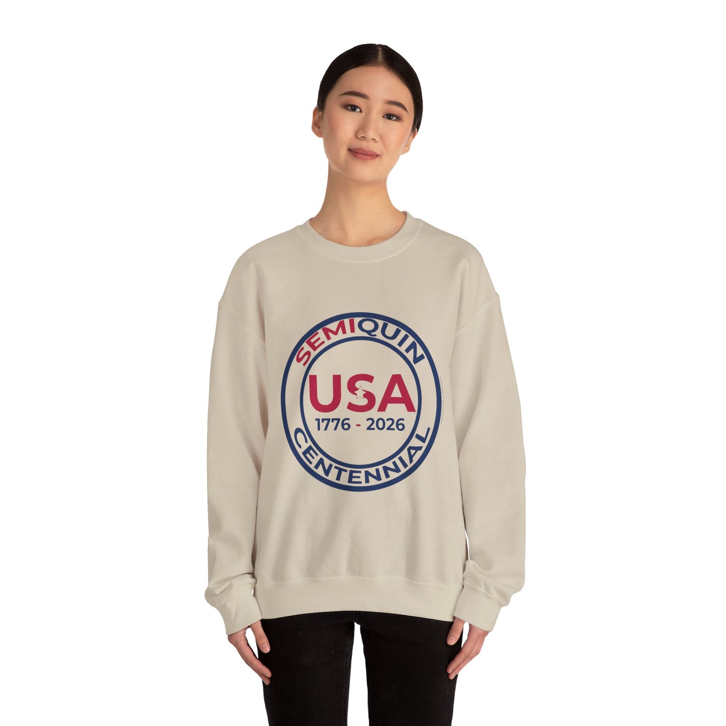 USA SemiQuin  Crewneck Sweatshirt — 1776–2026 Patriotic Seal Design