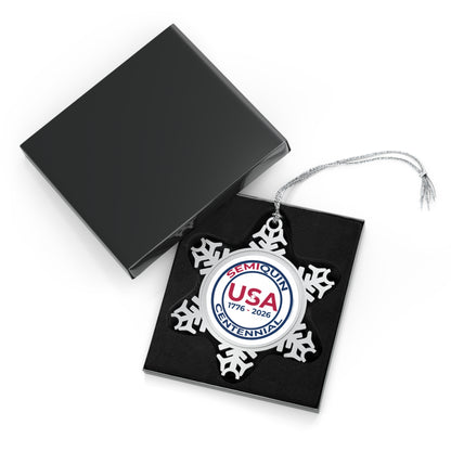 SemiQuin Pewter Snowflake Ornament - USA 1776-2026 Keepsake