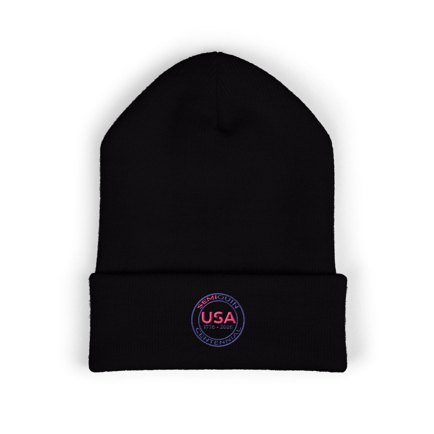 SemiQuin Classic Cuffed Beanie | USA Centennial Embroidered Winter Hat, Patriotic Gift