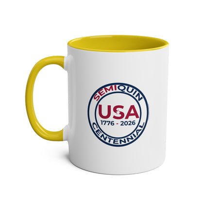 Semiquin 250 Years Two-Tone Coffee Mug, 11oz – Perfect for Celebrations, Patriotic Gift, Americana Collectible, Everyday Use