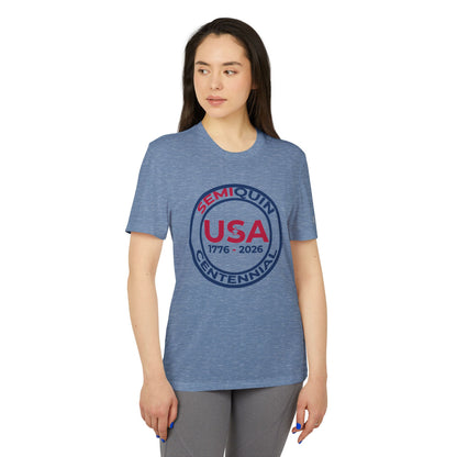 USA SemiQuin Centennial Sport T-Shirt | Unisex Patriotic Athletic Tee | 250-Year Celebration Apparel