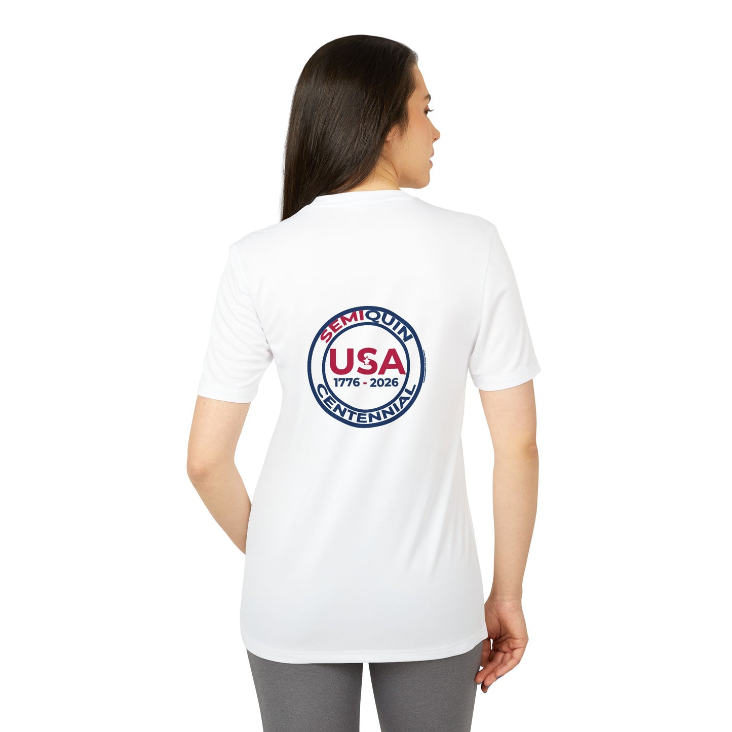USA SemiQuin Centennial Sport T-Shirt | Unisex Patriotic Athletic Tee | 250-Year Celebration Apparel