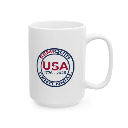 SemiQuin Emblem Ceramic Mug – 11oz Patriotic Coffee & Tea Cup