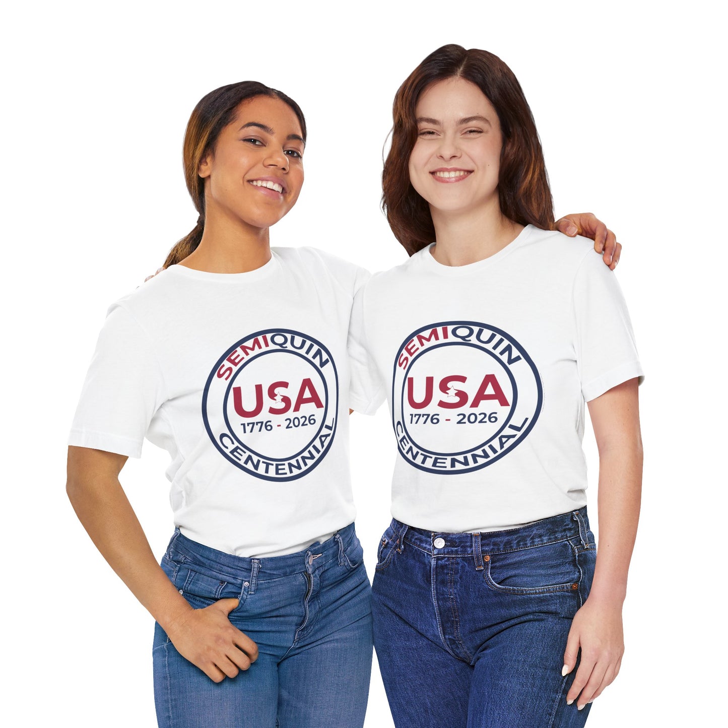 USA SemiQuin Unisex Jersey Tee - The Bella Canvas 3001 Soft, Breathable Short Sleeve T-Shirt