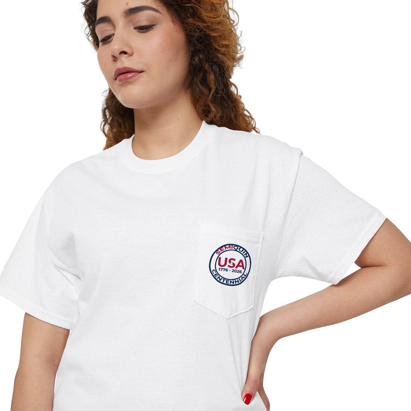 SemiQuin USA Graphic Pocket Tee | Casual Unisex T-Shirt | Summer Fashion | Everyday Wear | Great for Holidays