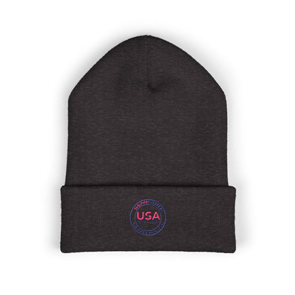 SemiQuin Classic Cuffed Beanie | USA Centennial Embroidered Winter Hat, Patriotic Gift