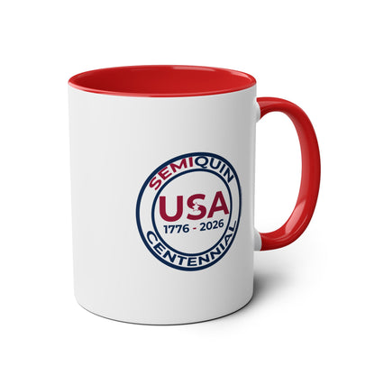 Semiquin 250 Years Two-Tone Coffee Mug, 11oz – Perfect for Celebrations, Patriotic Gift, Americana Collectible, Everyday Use