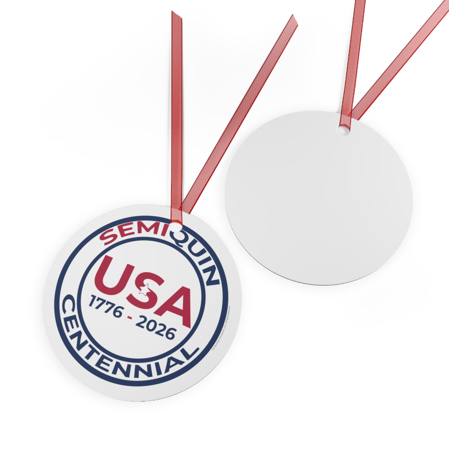 Patriotic USA SemiQuin  Metal Ornament