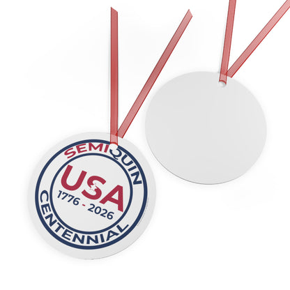 Patriotic USA SemiQuin  Metal Ornament
