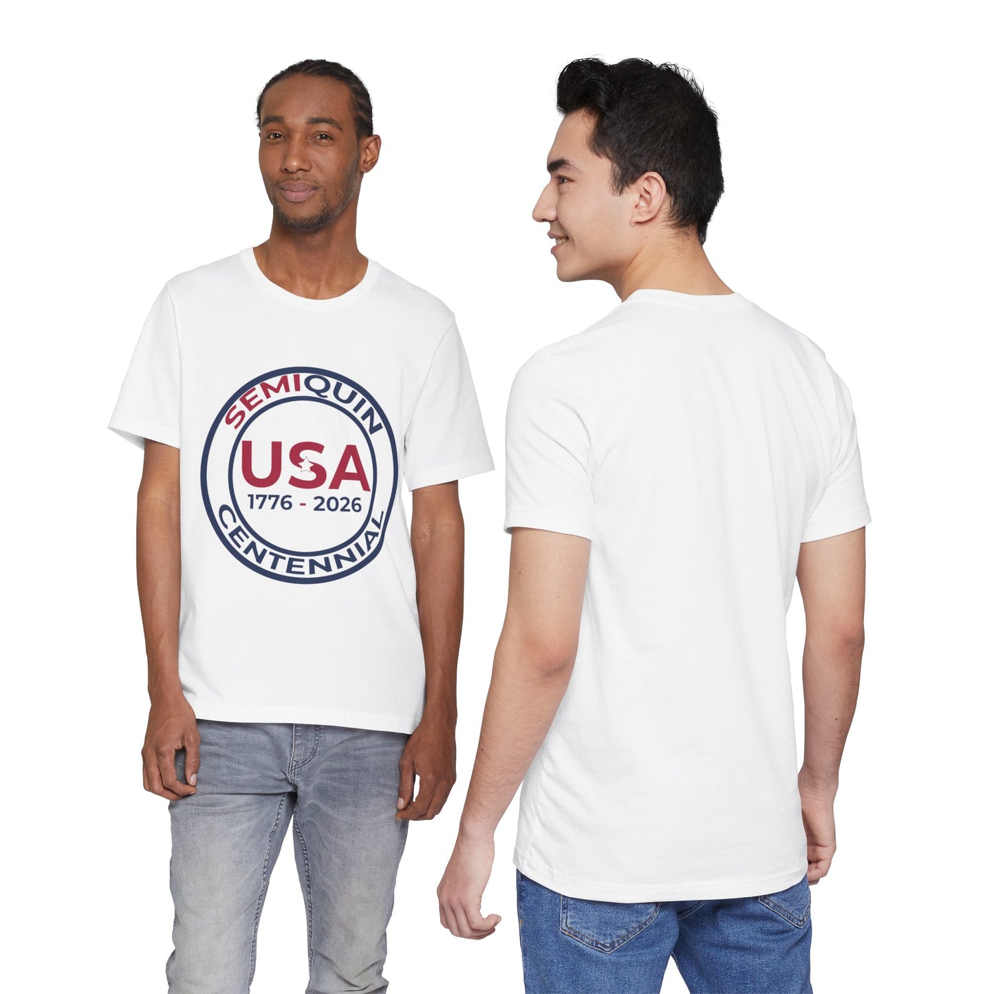 USA SemiQuin Unisex Jersey Tee - The Bella Canvas 3001 Soft, Breathable Short Sleeve T-Shirt