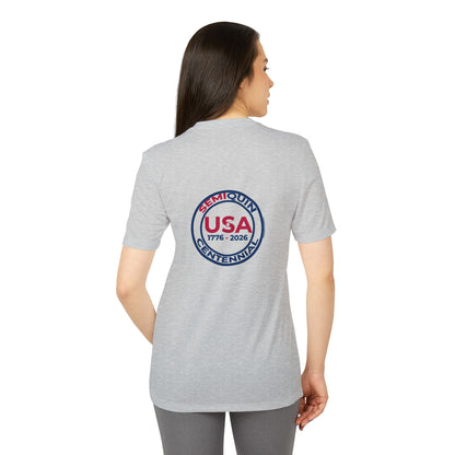 USA SemiQuin Centennial Sport T-Shirt | Unisex Patriotic Athletic Tee | 250-Year Celebration Apparel