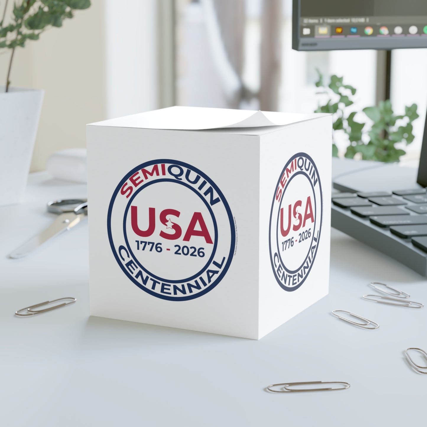 USA Semiquincentennial Note Cube – Perfect for Celebrations, Office Decor, Gift for Friends, Event Planning, Home Organization
