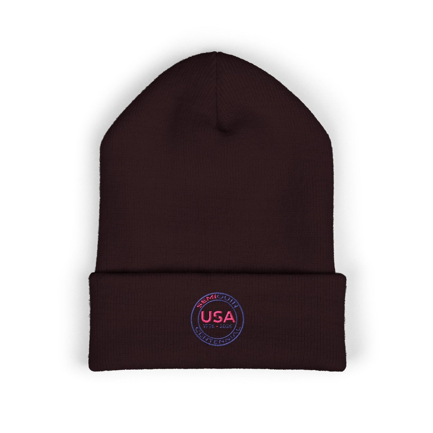 SemiQuin Classic Cuffed Beanie | USA Centennial Embroidered Winter Hat, Patriotic Gift