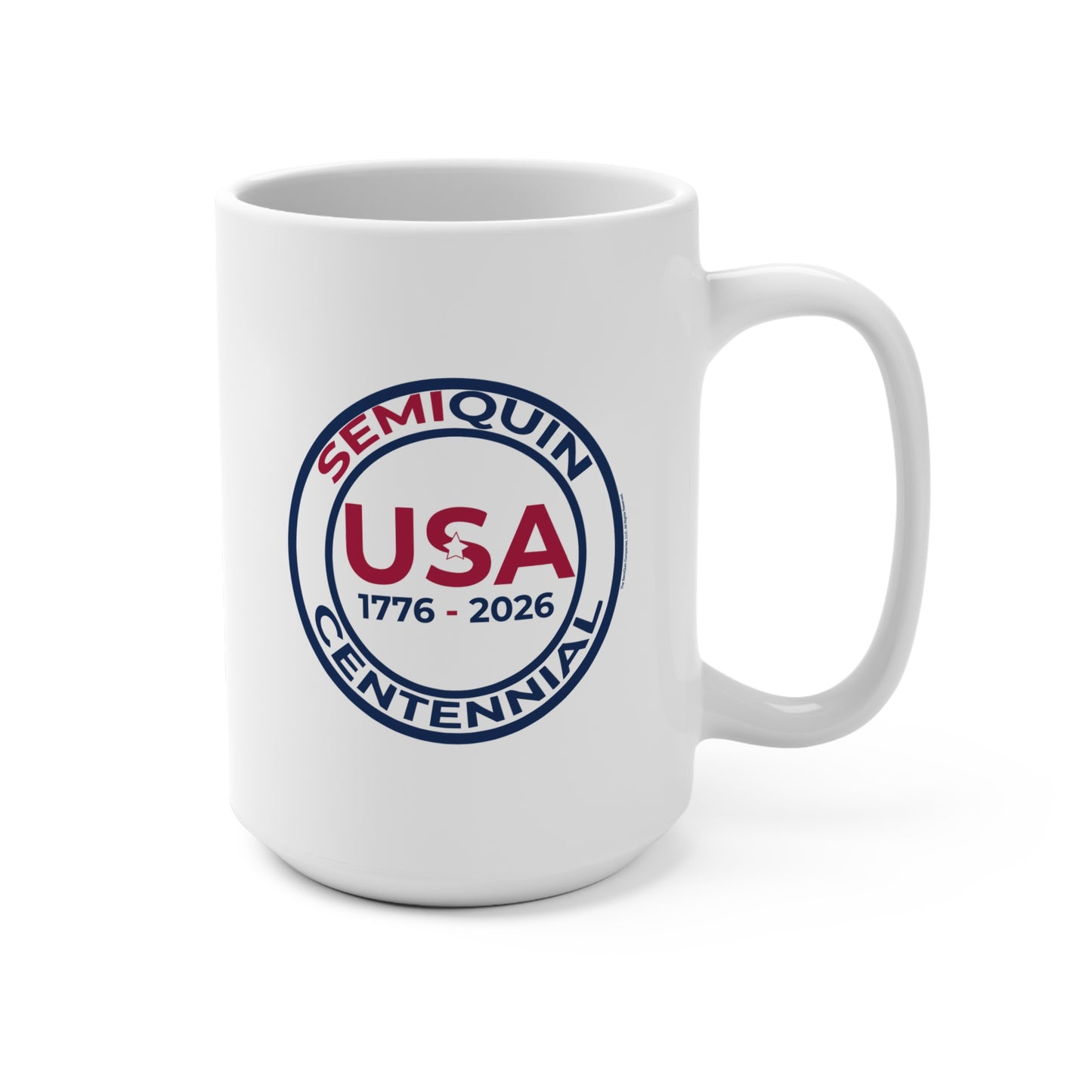 SemiQuin Emblem Ceramic Mug – 15oz | Patriotic Coffee & Tea Cup
