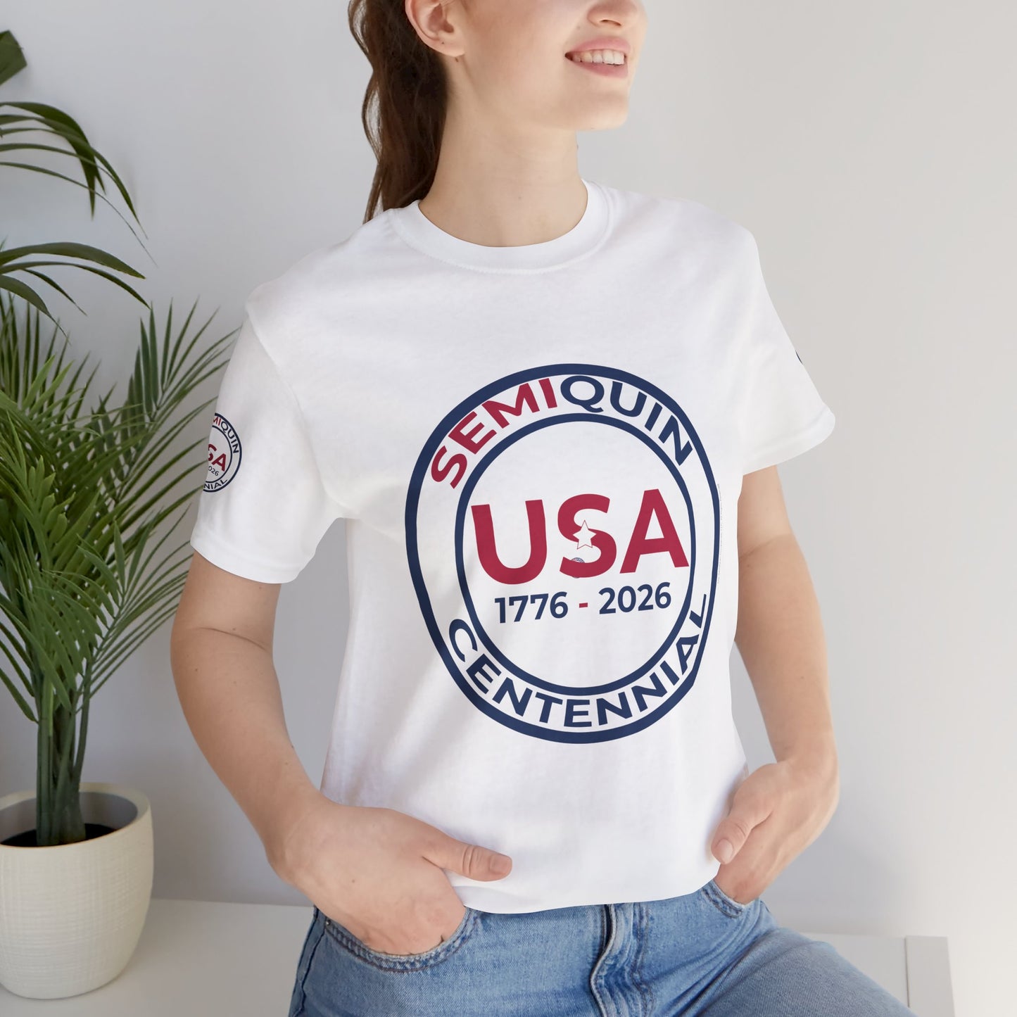 SemiQuin 250-Year Commemorative Unisex Jersey Short Sleeve T-Shirt | Patriotic USA Tee | 4th of July & School Spirit Wear | Everyday Classic