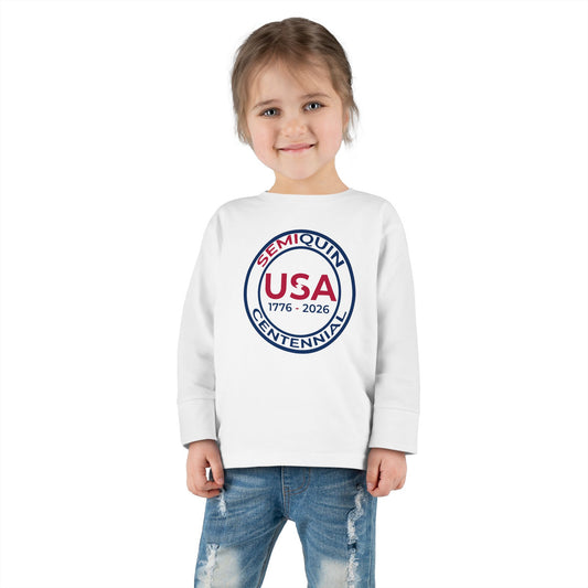 Toddler Long Sleeve Tee - USA SemiQuin Design, Perfect for Celebrations, Holidays, Baby Gifts, Play Dates, Everyday Wear