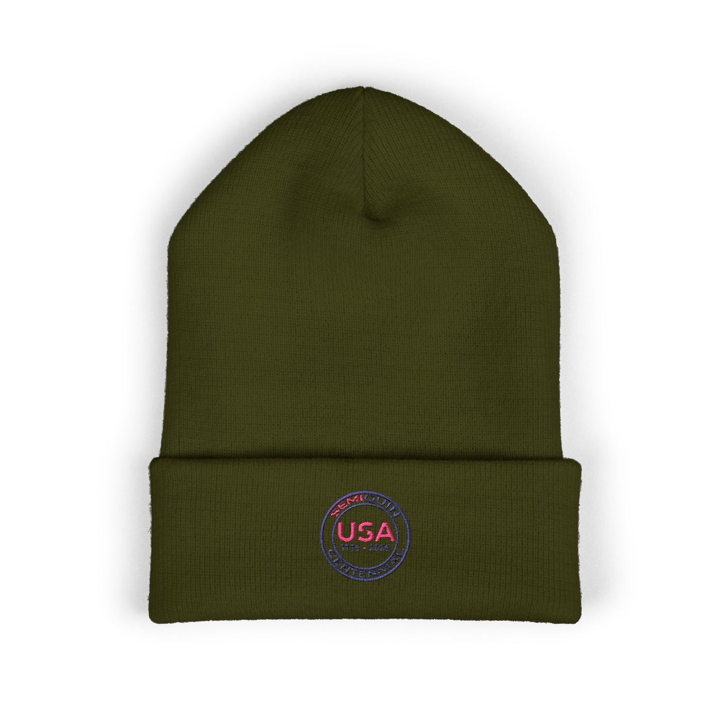 SemiQuin Classic Cuffed Beanie | USA Centennial Embroidered Winter Hat, Patriotic Gift