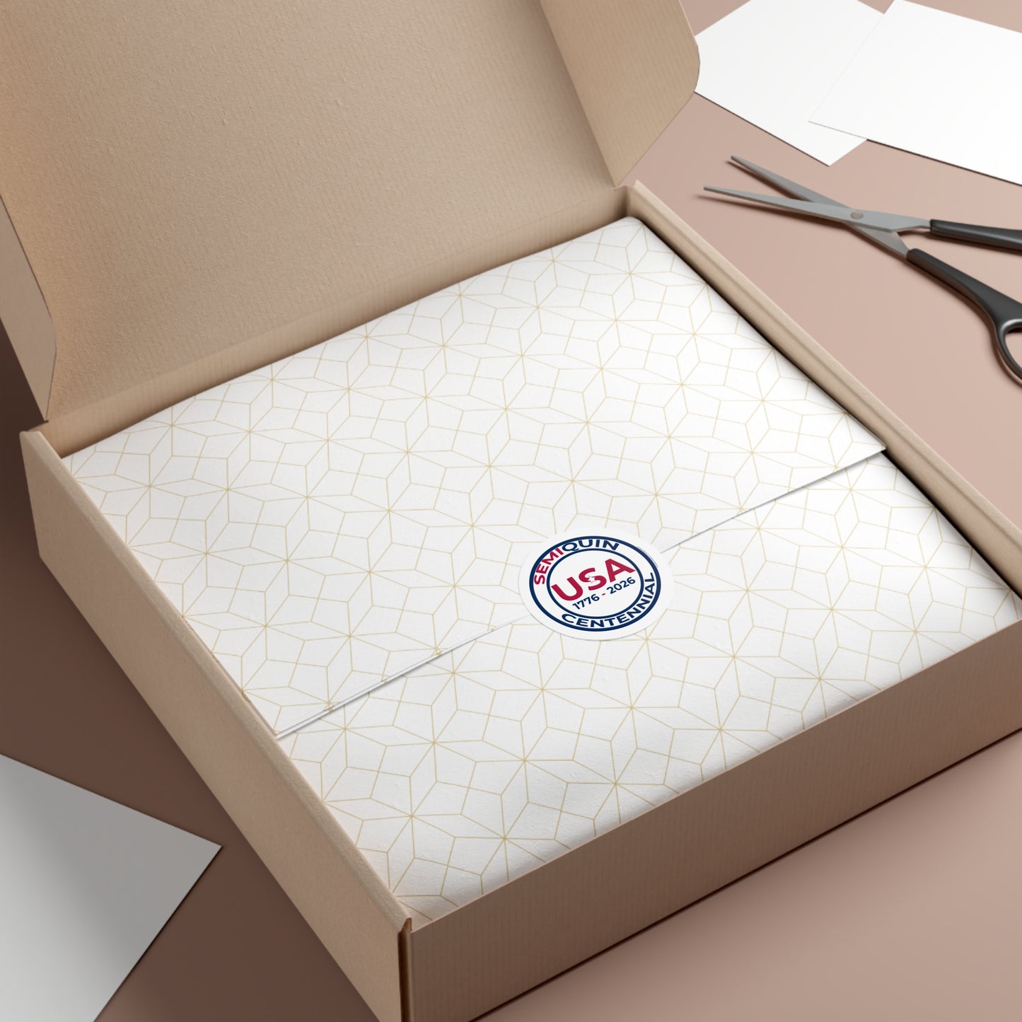 USA SemiQuin Round Vinyl Stickers - Celebrating 250 Years of History