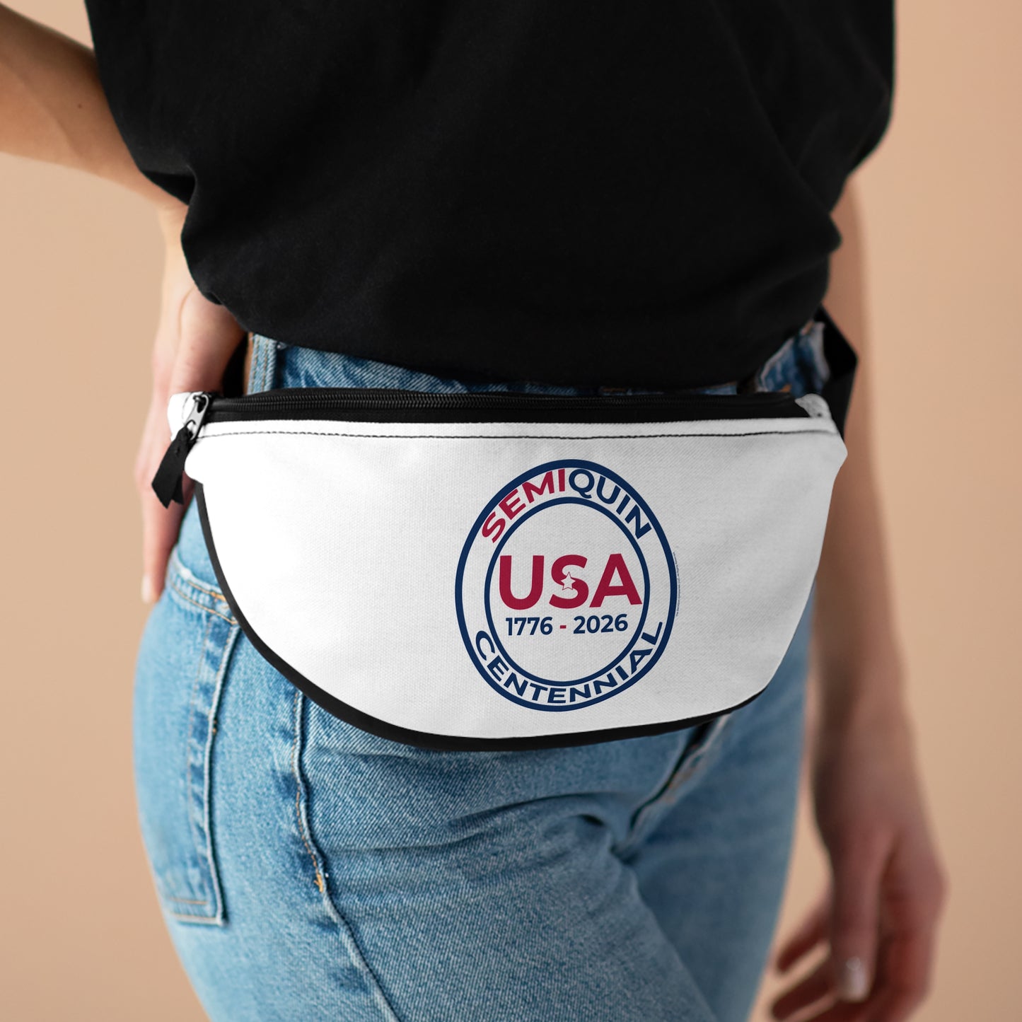 USA Semiquin Fanny Pack | Patriotic Waist Bag for Festivals, Travel & Sports | 250-Year Celebration Gear | Stylish & Functional