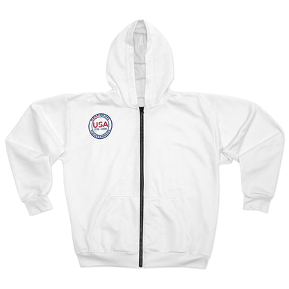 USA SemiQuin Logo Zip Hoodie — Patriotic American Flag Emblem