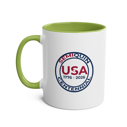 Semiquin 250 Years Two-Tone Coffee Mug, 11oz – Perfect for Celebrations, Patriotic Gift, Americana Collectible, Everyday Use