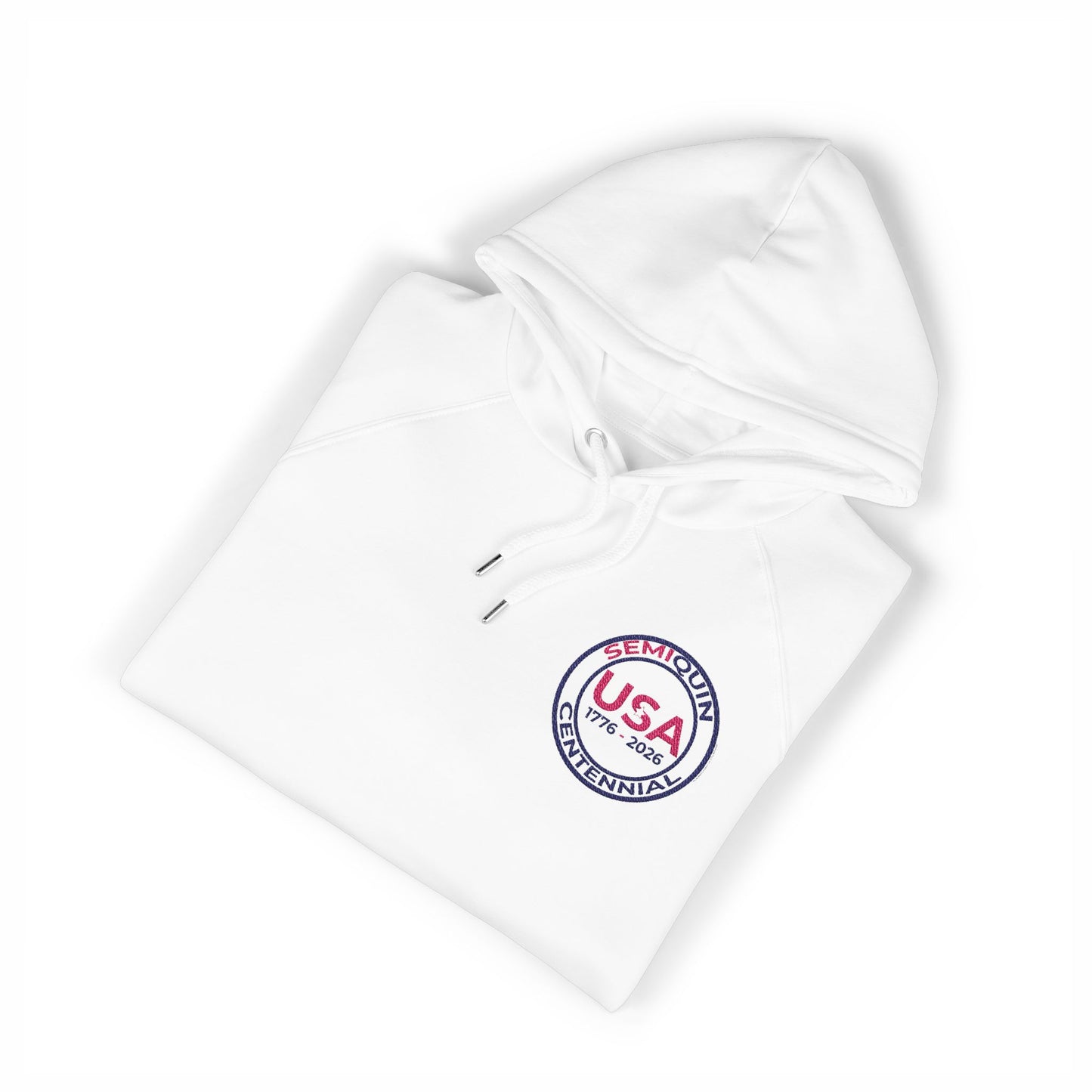 USA SemiQuin  Embroidered Raglan Hoodie — Patriotic Chest Patch