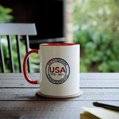 Semiquin 250 Years Two-Tone Coffee Mug, 11oz – Perfect for Celebrations, Patriotic Gift, Americana Collectible, Everyday Use