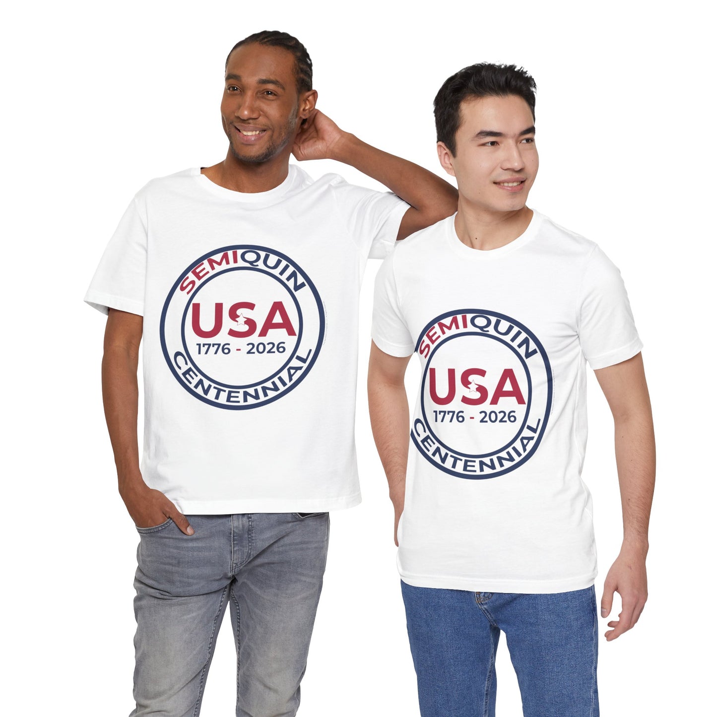 USA SemiQuin Unisex Jersey Tee - The Bella Canvas 3001 Soft, Breathable Short Sleeve T-Shirt