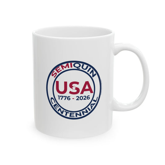 SemiQuin Emblem Ceramic Mug – 11oz and 15oz | Patriotic Coffee & Tea Cup