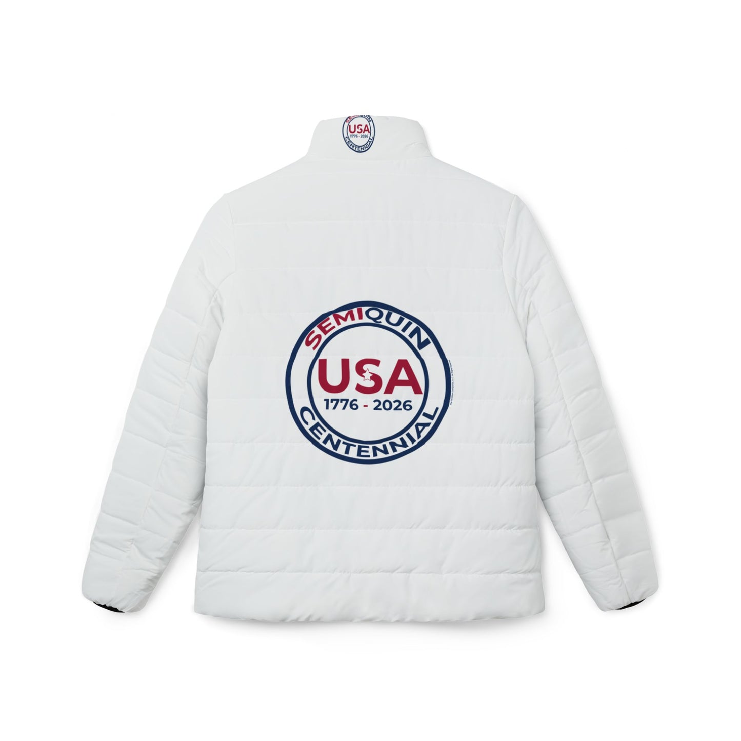 Stylish Women’s USA Puffer Jacket | SemiQuin Centennial Outerwear, Winter Coat, Patriotic Fashion, Outdoor Gear, Holiday Gift for Her