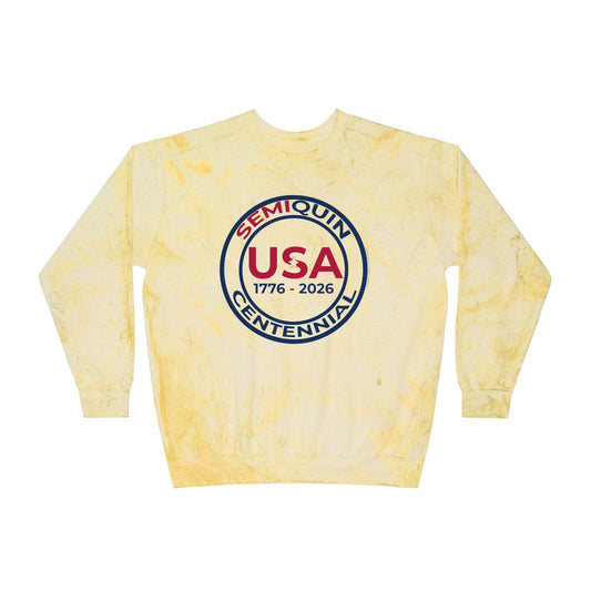 USA  SemiQuin Tie-Dye Crewneck Sweatshirt — 1776–2026 Semi-Quin Centennial