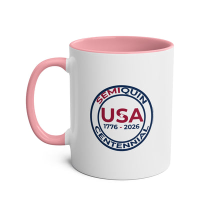 Semiquin 250 Years Two-Tone Coffee Mug, 11oz – Perfect for Celebrations, Patriotic Gift, Americana Collectible, Everyday Use
